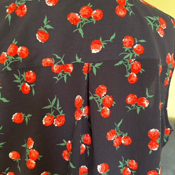 Talbots Woman Floral Sleeveless Top - Black with Red Roses or Raspberries Sz 3X - Picture 5 of 7